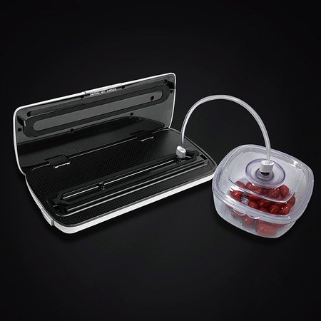 Nutrichef Vacuum Sealer With Wine Stopper Black PKVS18BK